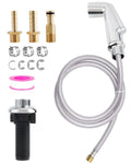 Chrome kitchen sink side sprayer head with braided hose and brass adapters, set