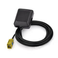 Black low-profile satellite antenna with Fakra connector and black coax cable