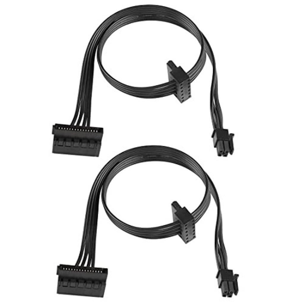 Dual SATA 15-pin right-angle power splitter cable with mini 4-pin black plug