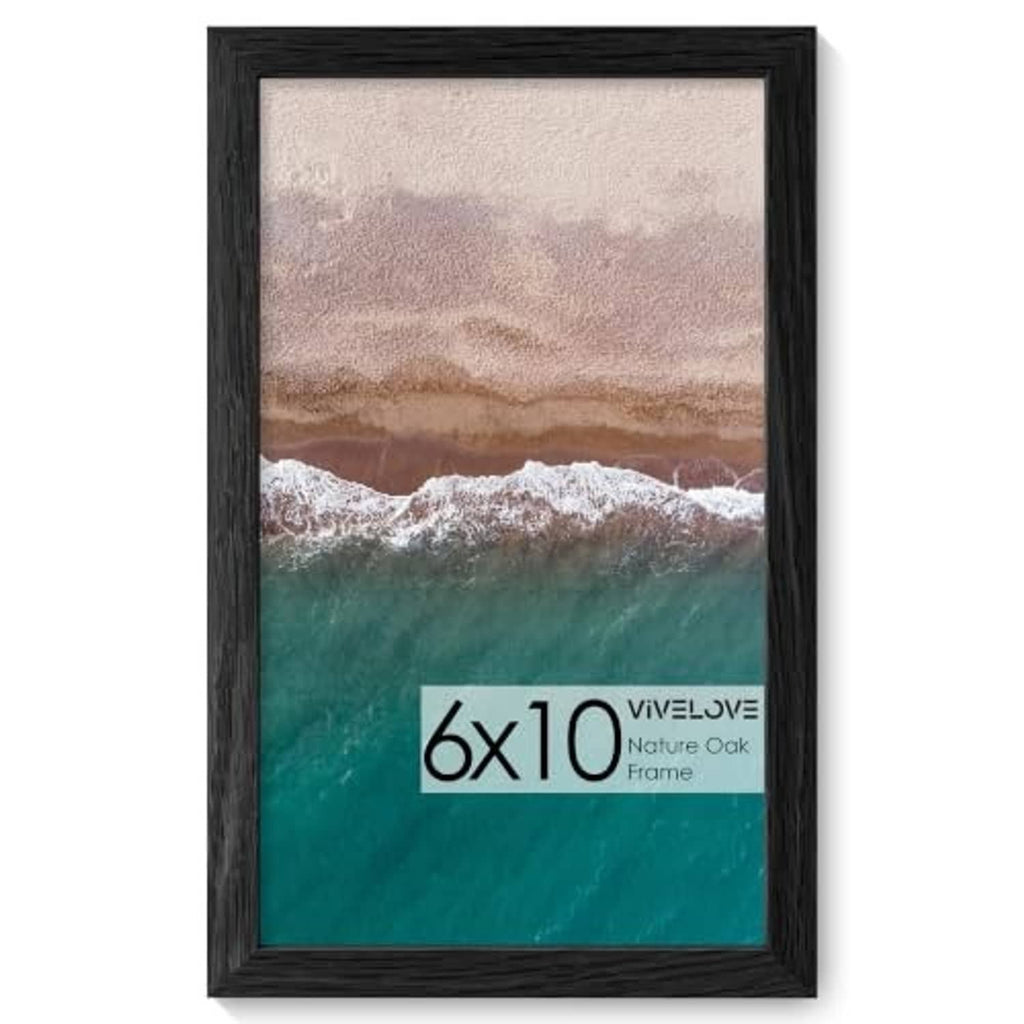 Black wood picture frame with a printed 6x10 nature scene photo inside.