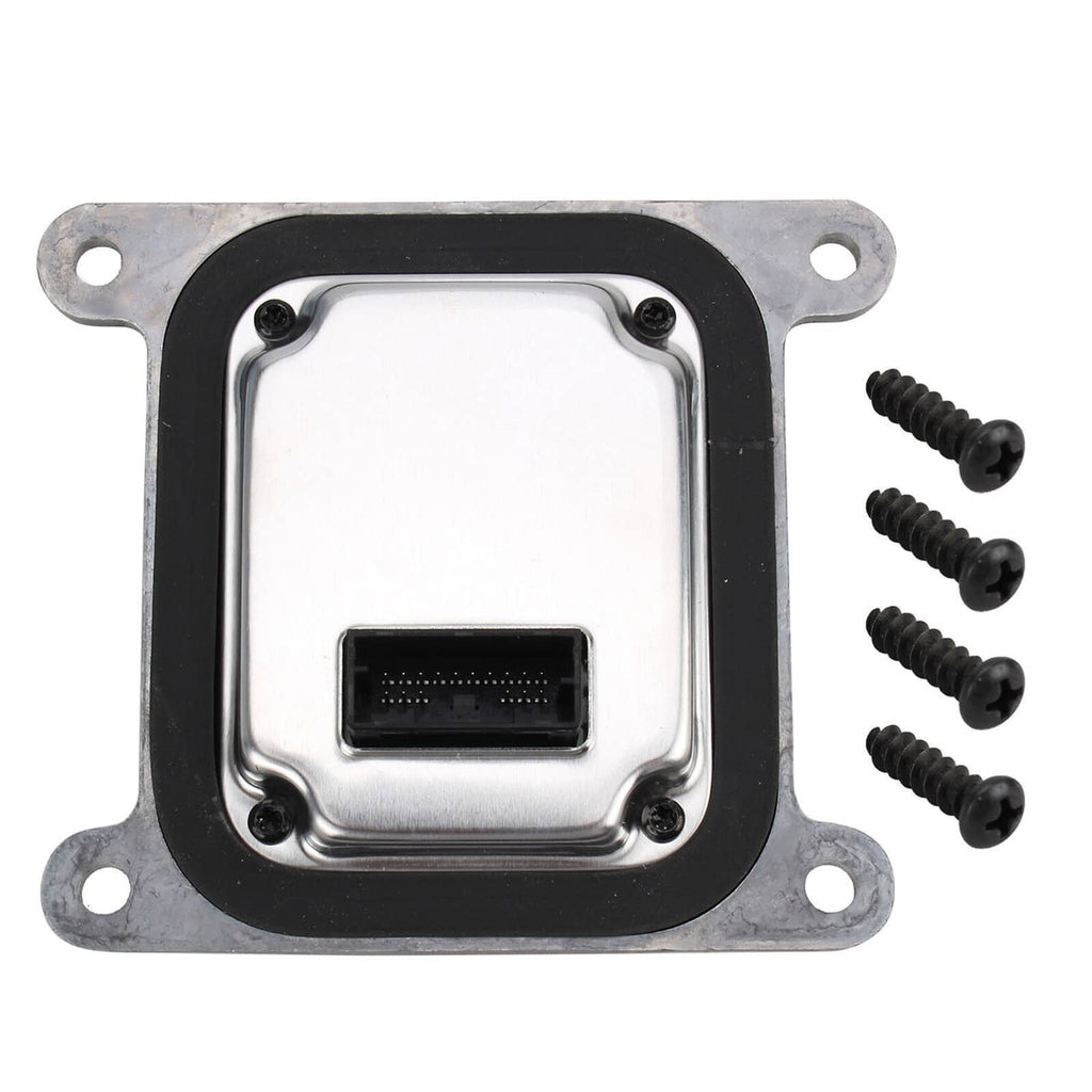 LED headlight control module with wiring connector and black seal frame