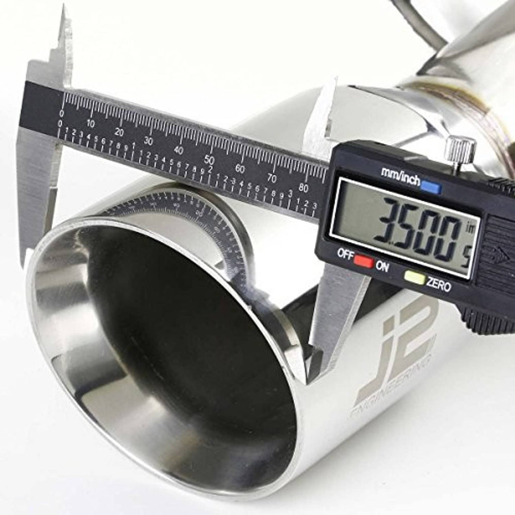 Stainless steel exhaust tip diameter measurement with caliper and digital gauge