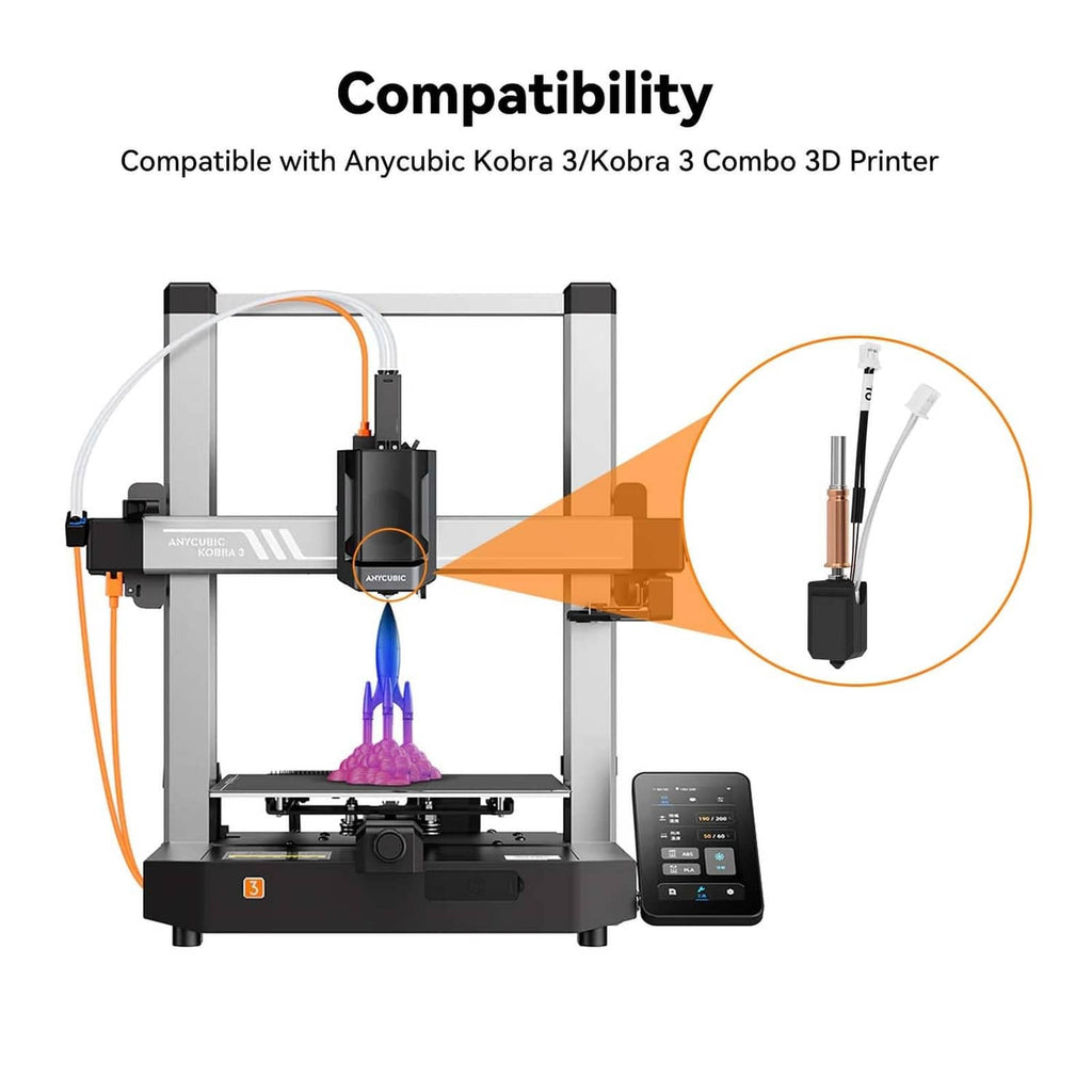 Hotend kit compatibility view with installed hotend and wiring connection on printer