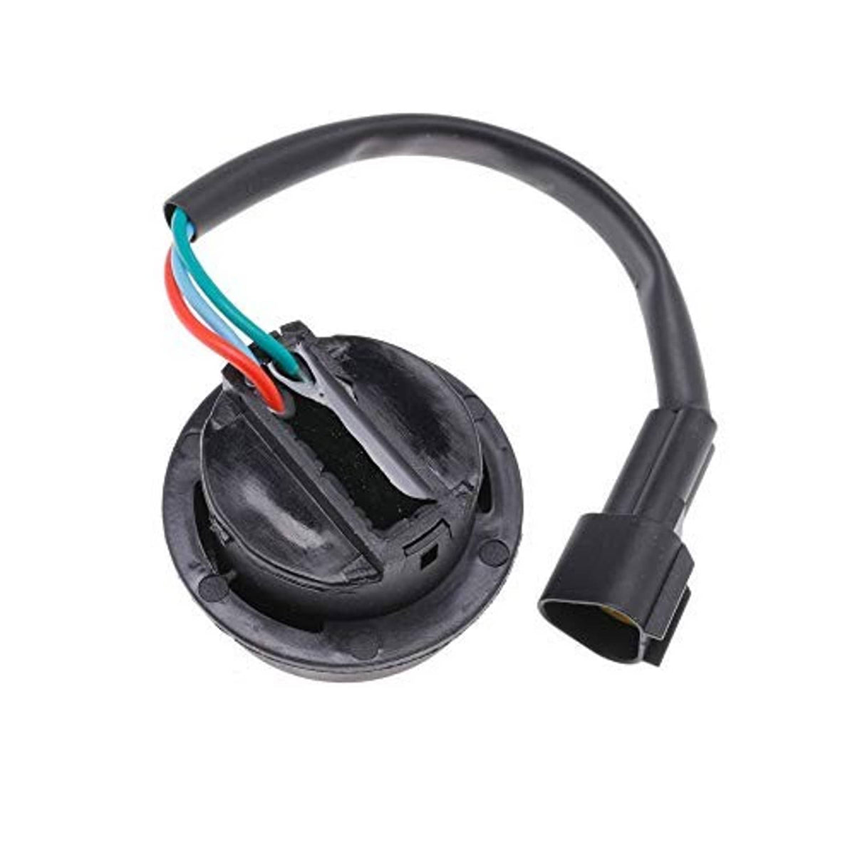Black trim and tilt switch assembly with circular base and colored wire terminals