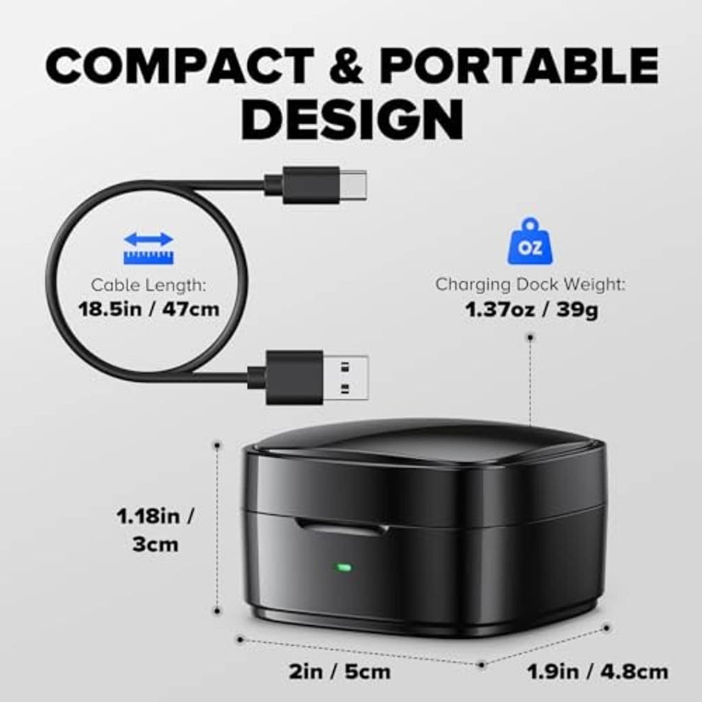 Black compact wireless charging case with front indicator light