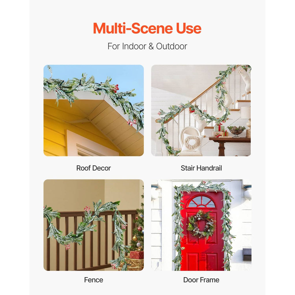 Christmas garland with vine foliage for indoor and outdoor decorating, with LED lights