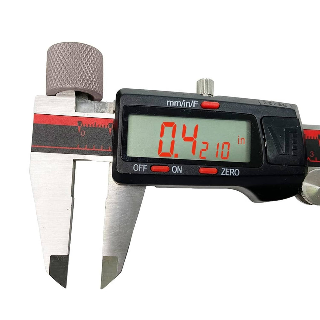 Tan thread protector cylinder thickness check with digital caliper