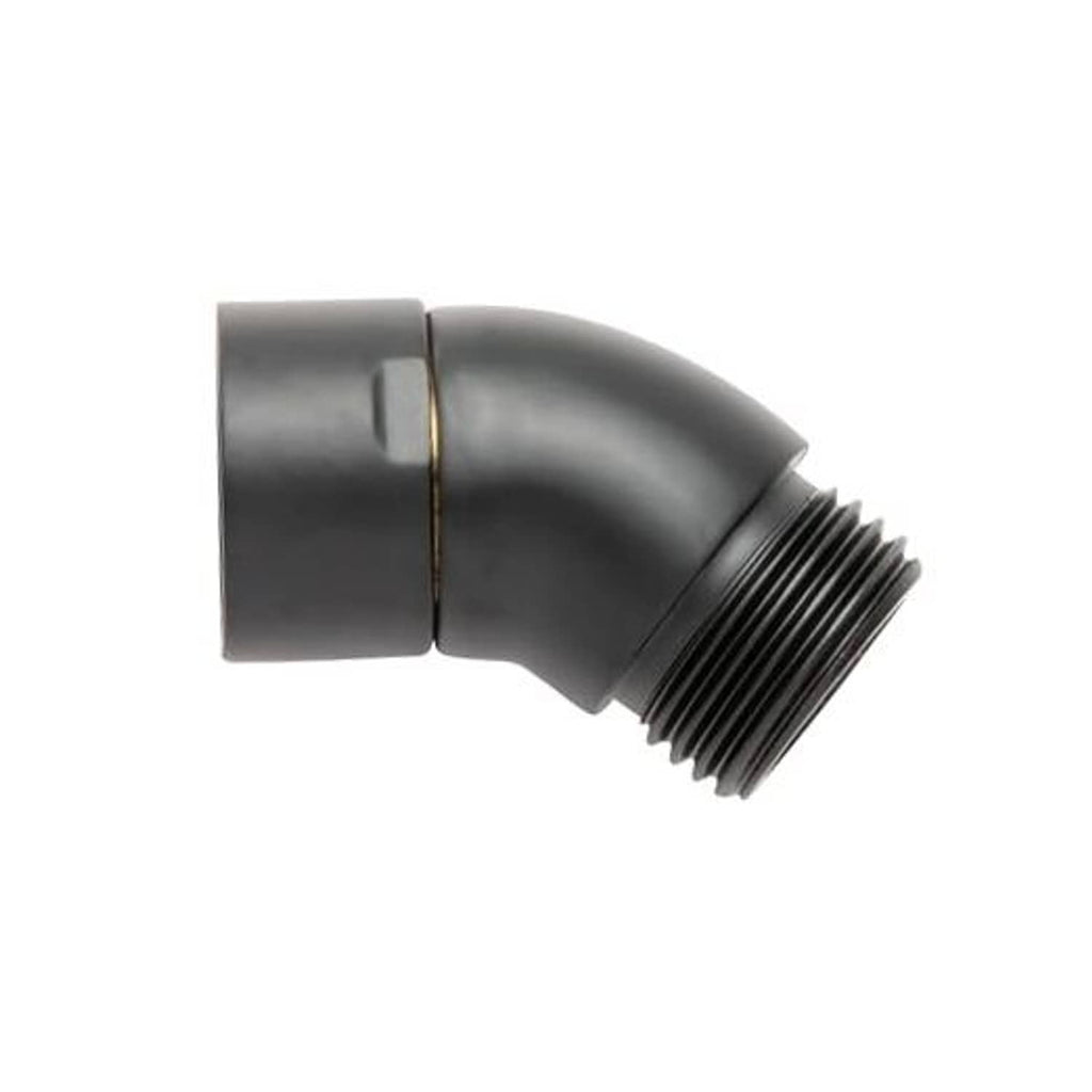 Matte black all-metal 135° shower elbow adapter with G1/2 male threads
