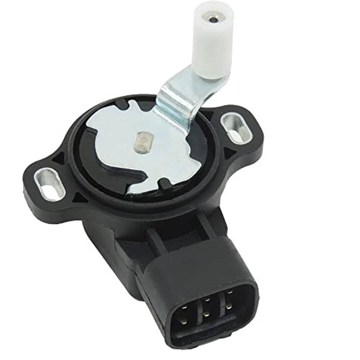 Throttle position sensor, black housing with mounting bracket and 3-pin connector