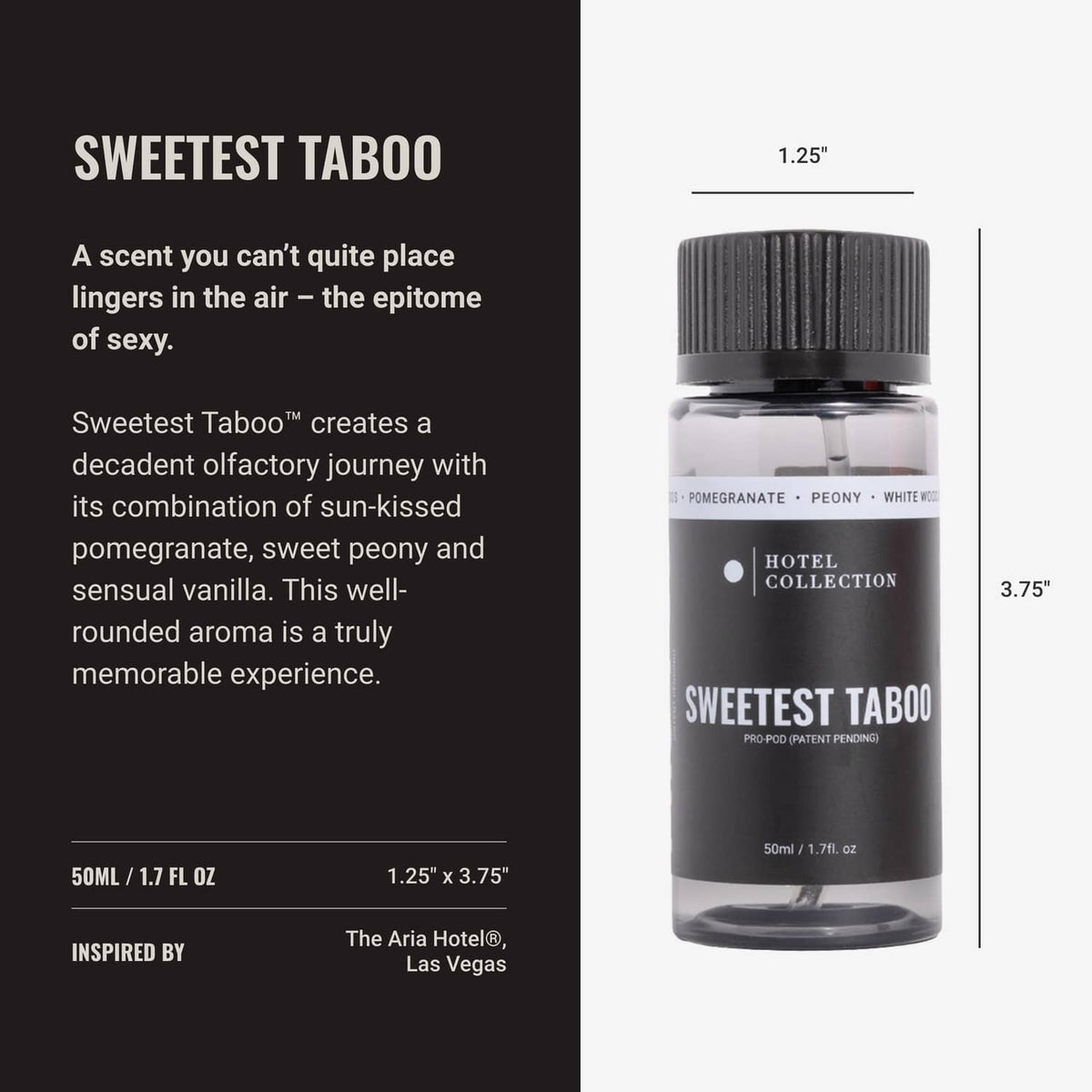 Sweetest Taboo aroma diffuser oil bottle, 1.7 fl oz, front label and cap view