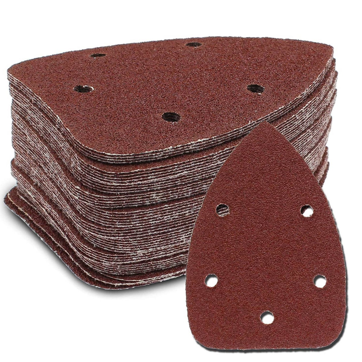 Hook-and-loop mouse sanding sandpaper set, stacked triangular sheets with dust holes