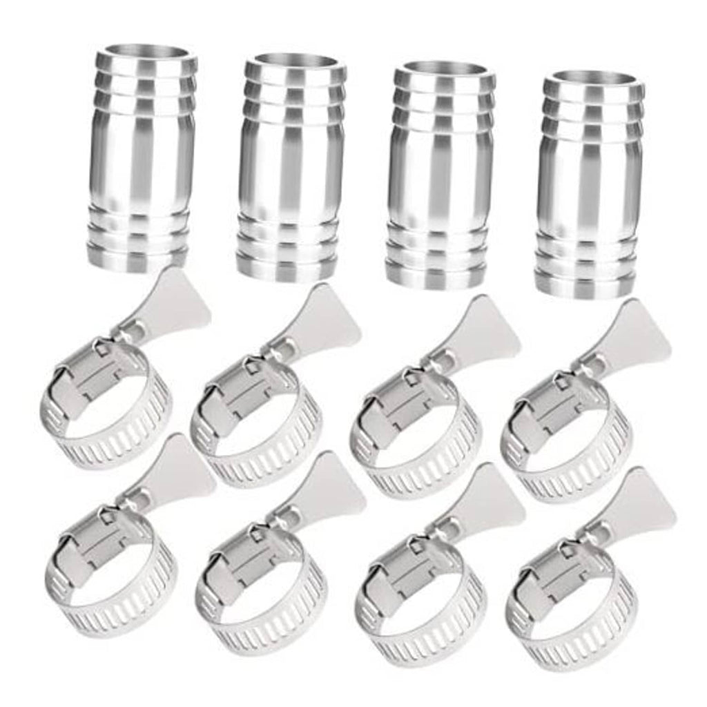 304 stainless steel hose barb fittings with hose clamps, 4-piece set