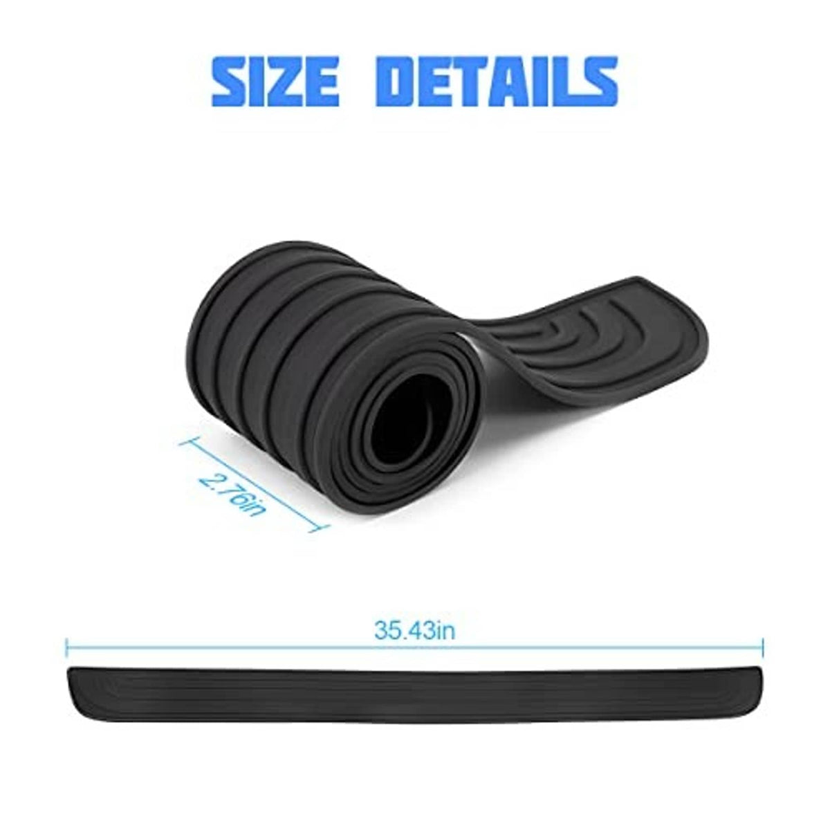 Black ribbed rubber bumper protector guard with textured side grip tab