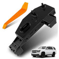 Black power seat adjust control switch module with mounting tabs and electrical connectors