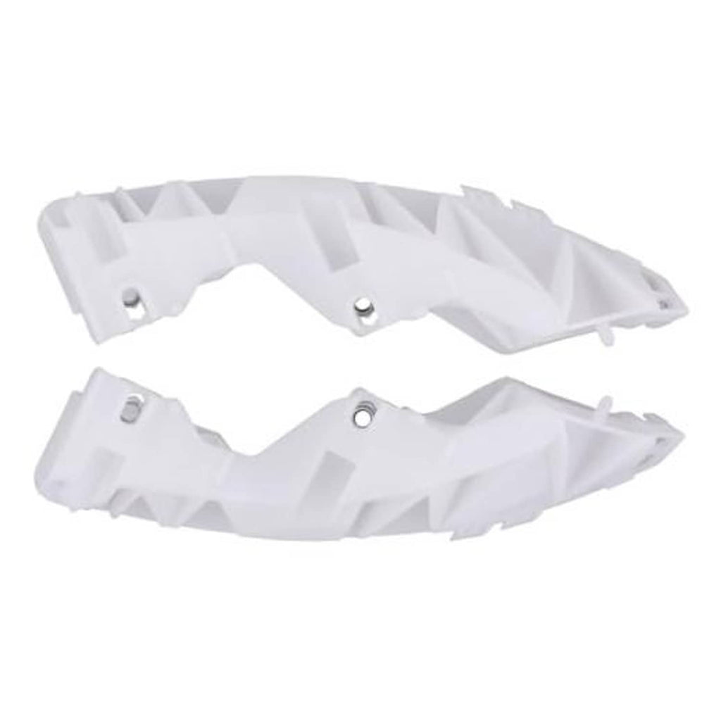 Front bumper bracket stiffener kit, white plastic with mounting holes and studs