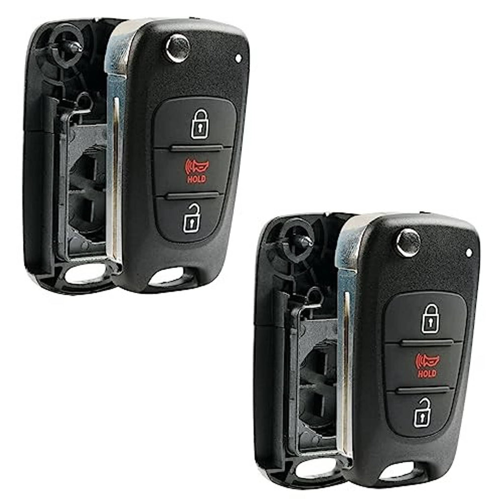 Pair of black flip key fob cases with lock and unlock button panel