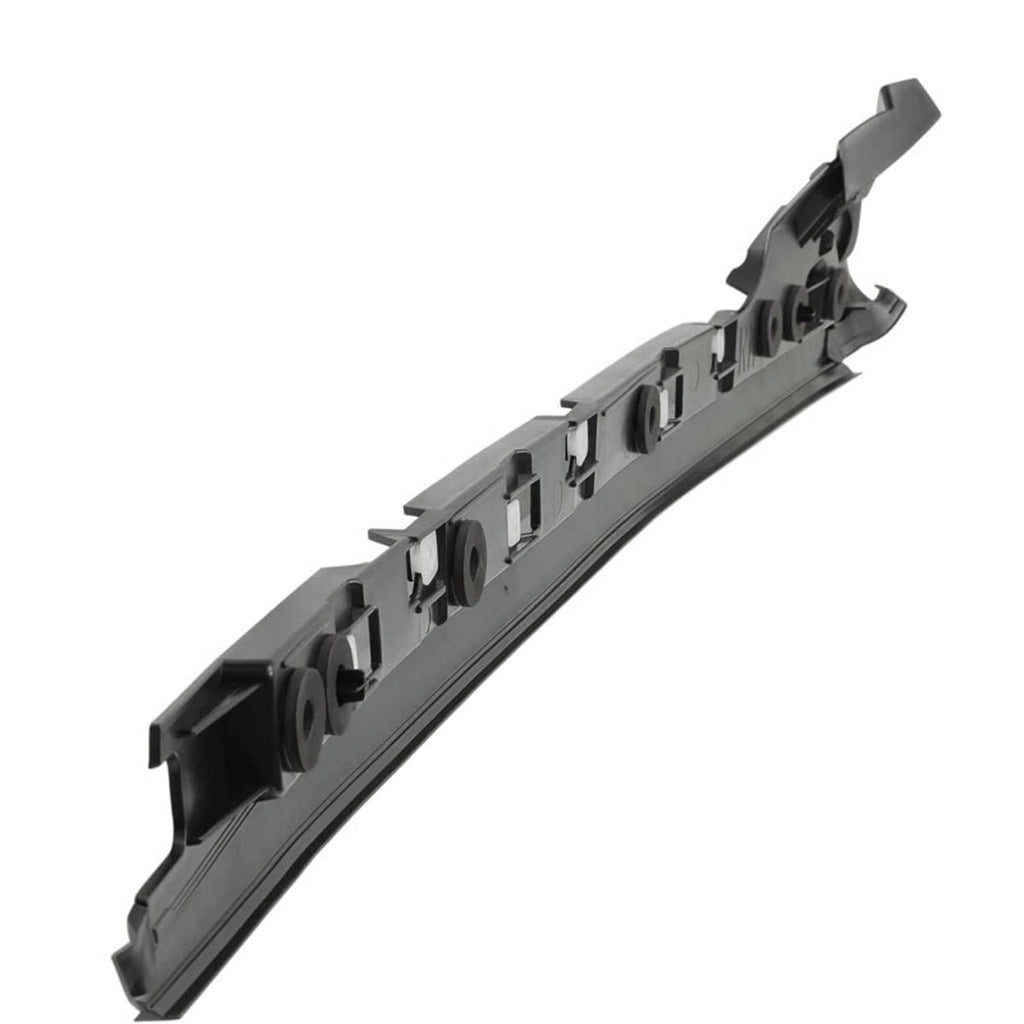 Black A-pillar trim molding bar with attachment brackets and clips
