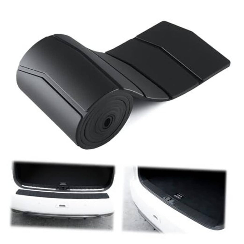 Car rear bumper protector, black grooved rubber pad with rear bumper fit views