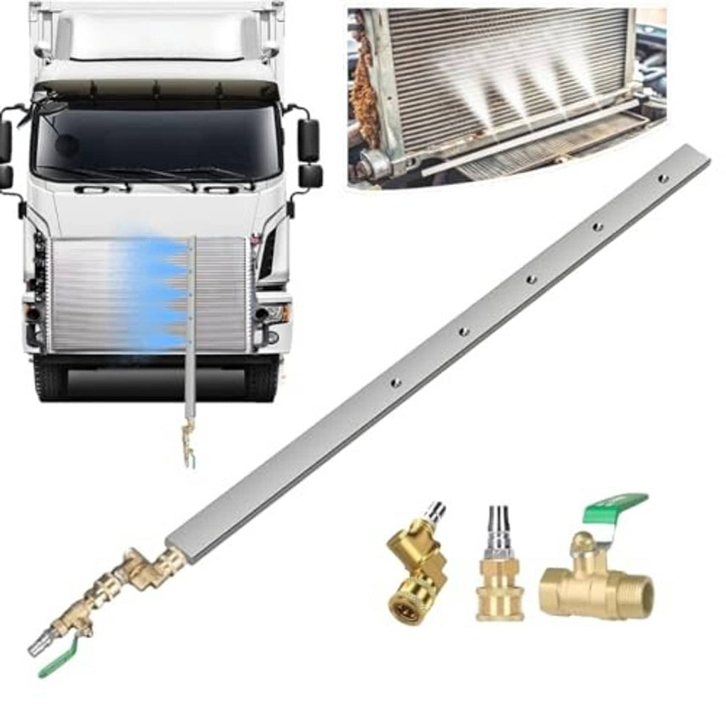 Radiator cleaning wand kit with long lance and brass couplers, plus connectors