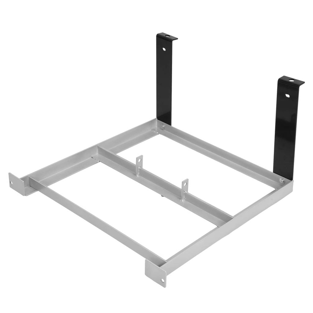Silver battery tray base with center brace and two black upright brackets