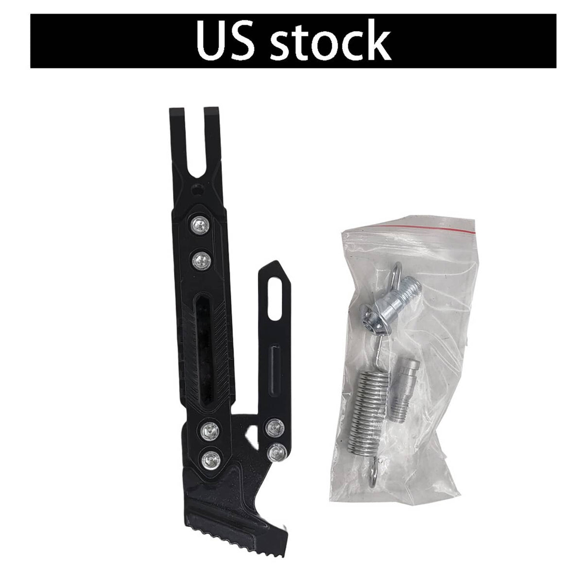 Black adjustable motorcycle side stand kickstand holder bracket with mounting screws