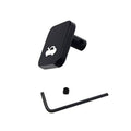 Black latch release handle with wrench icon, plus L-shaped hex key and screw