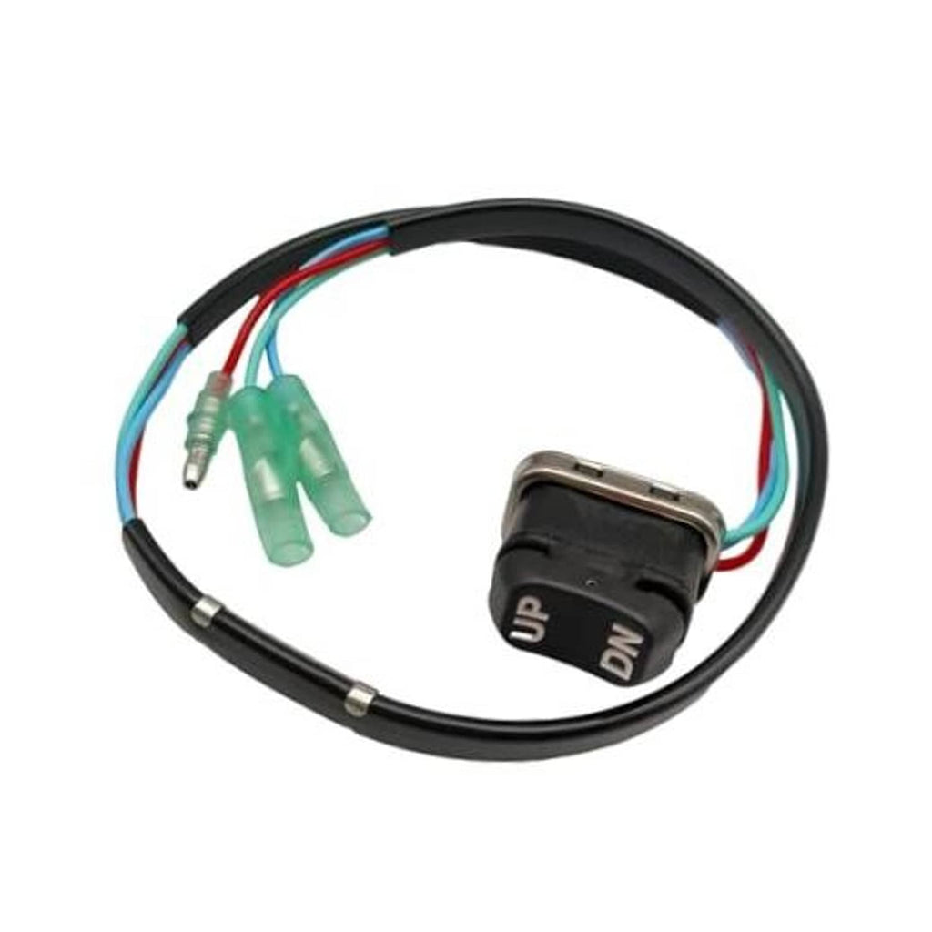 Trim & tilt switch wiring harness with black UP/DN rocker and multi-color wire leads
