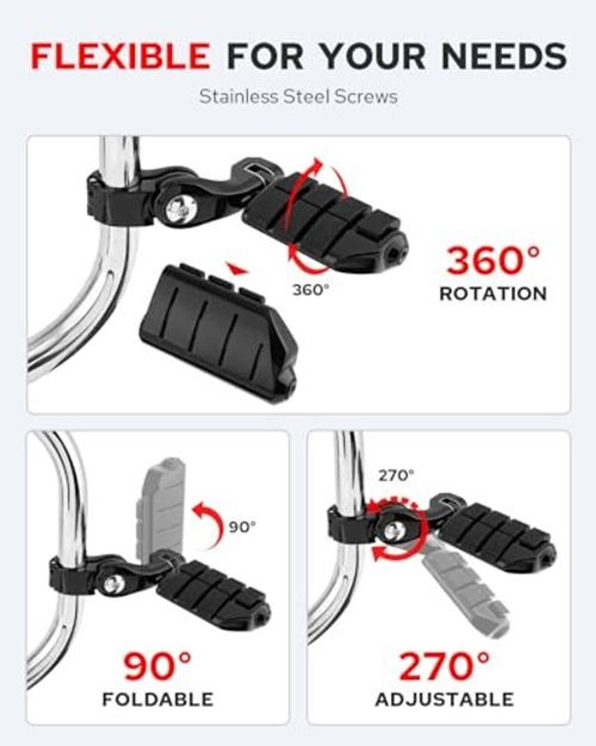 Black highway peg with flexible mounting and 360-degree rotation hinge design