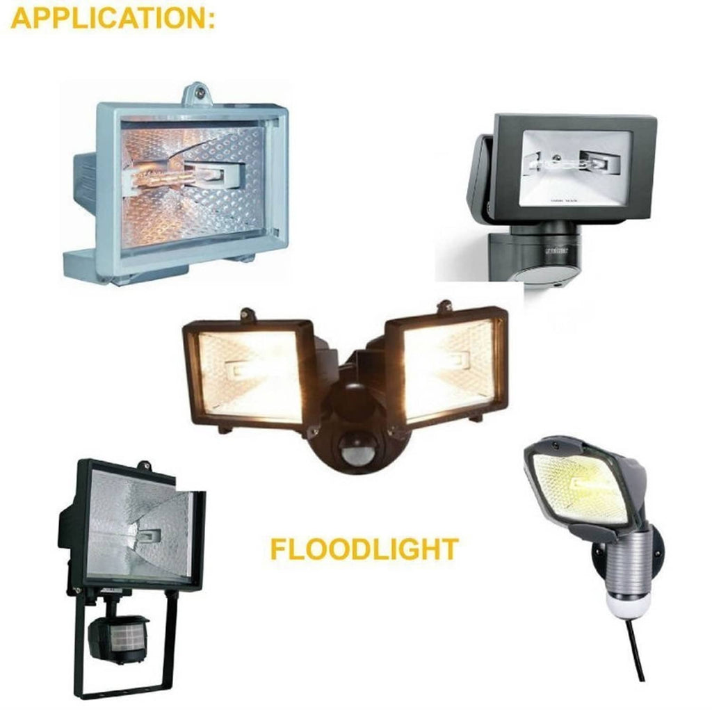 Halogen floodlight application display with multiple lamp heads and a bulb