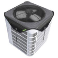 Mesh outdoor AC unit cover with black top panel over a square condenser unit