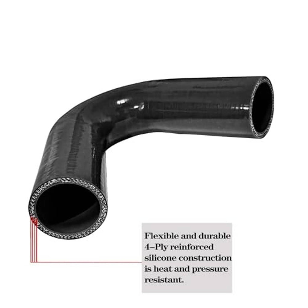 Black 135-degree silicone elbow coupler, curved hose fitting with open ends