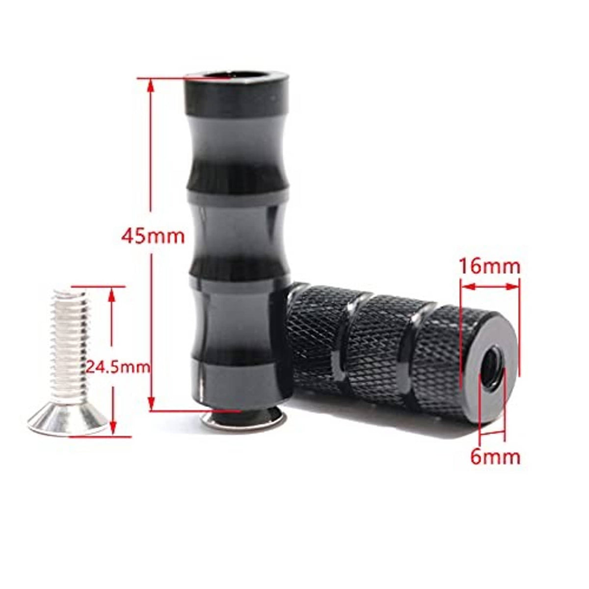 Black knurled shifter peg with rubber sleeve and circular mounting hole; dimensions shown