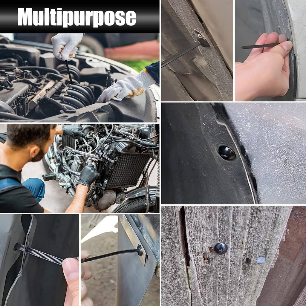 Black nylon cable ties with one-way lock buckle for multipurpose vehicle and home use