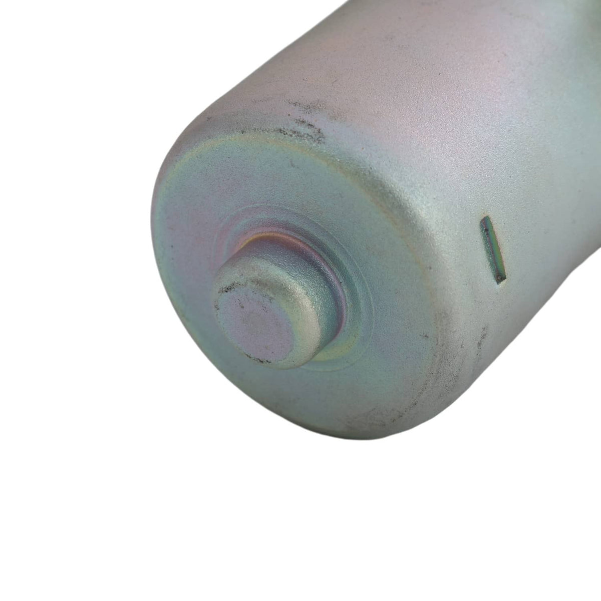 Starter motor cylindrical end housing with metal mounting hole