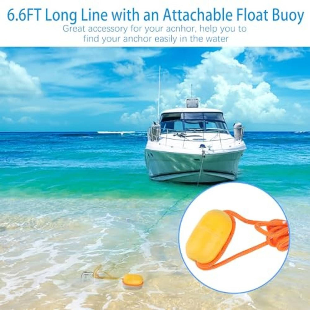6.6 ft anchor line boat sand anchor with attachable orange float buoy