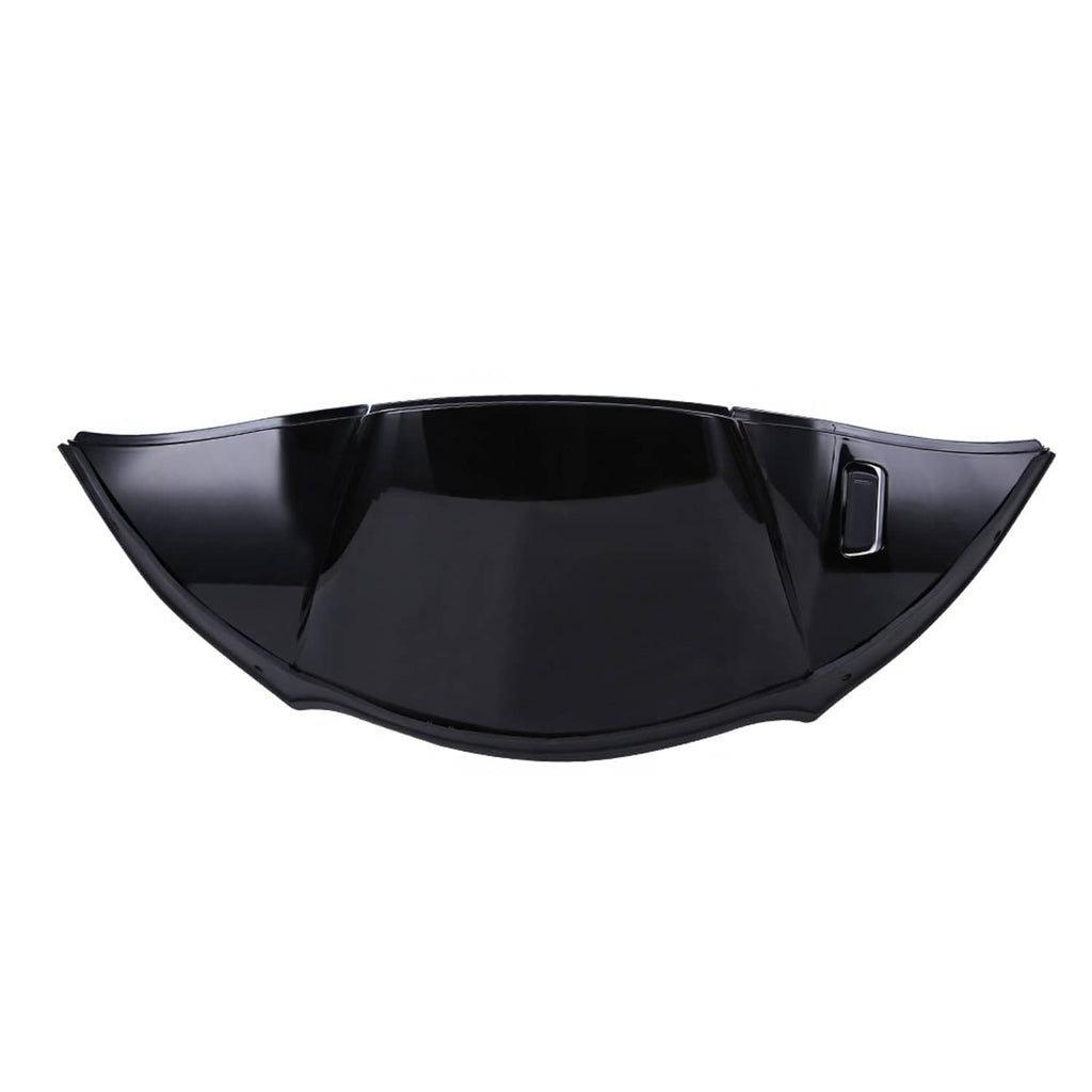 Black motorcycle air duct cover fairing, glossy curved outer panel with raised center