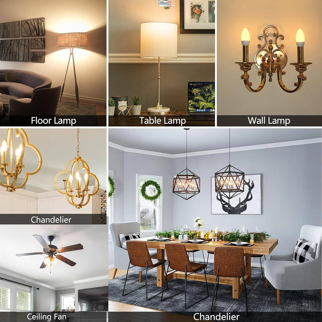 LED candelabra bulbs for chandeliers and ceiling fixtures, frosted flame top and E12 base