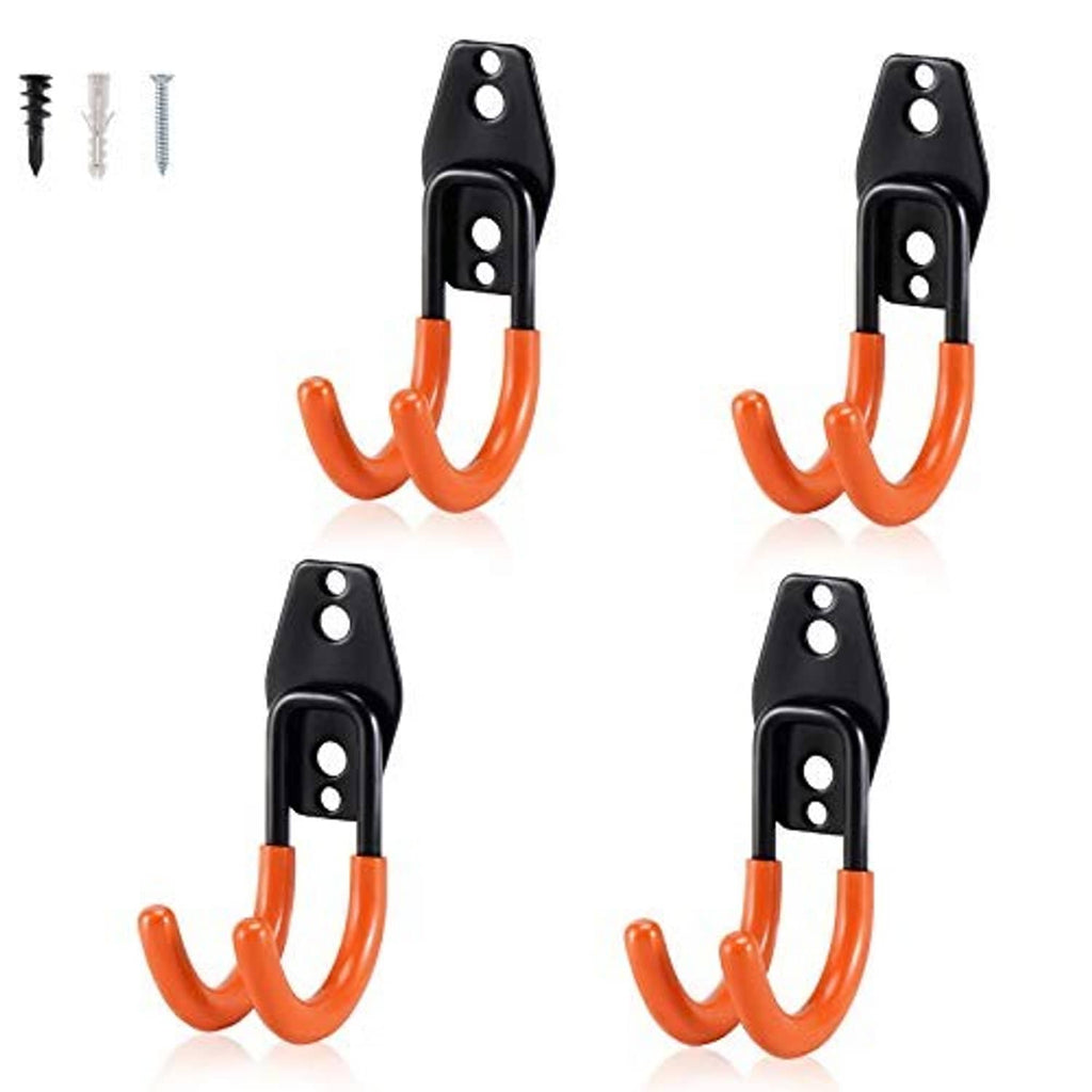 Four-pack small J hooks with black mounts and orange double-curved hook arms