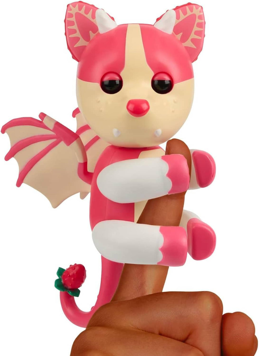 Pink-and-cream bat dragon plush figure with big pink ears and folded wings