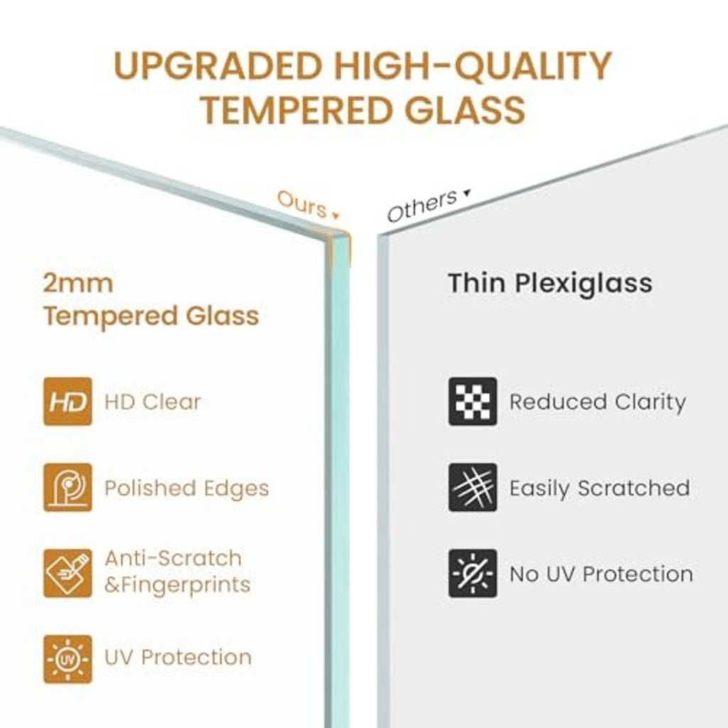 Black picture frame with HD tempered glass features like scratch and UV protection