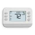 Grey smart thermostat with LCD display and side control buttons