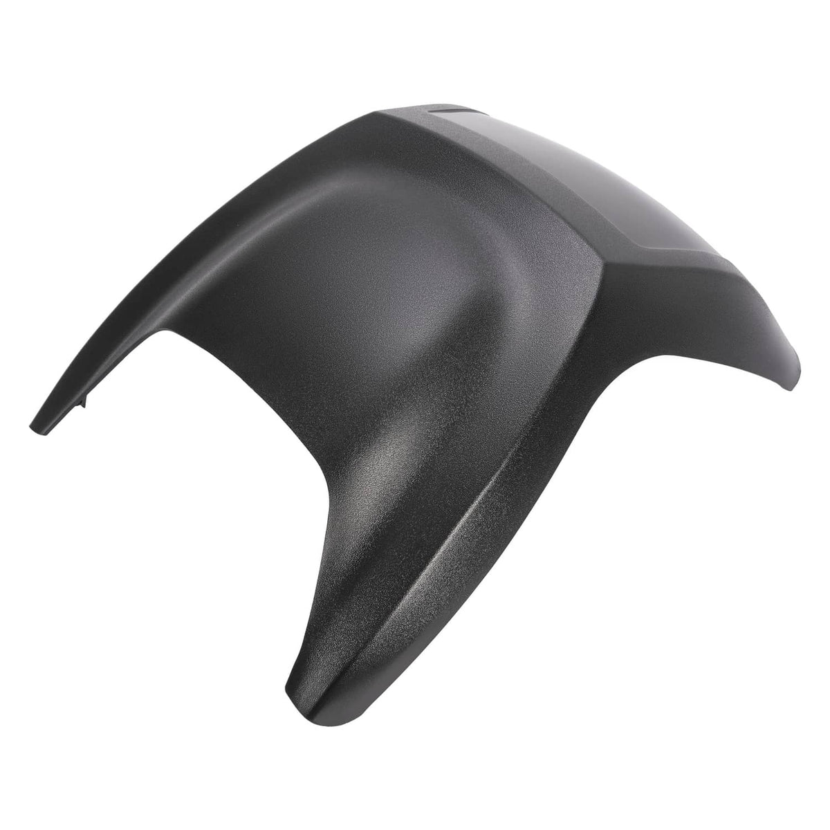 Dark gray molded air dam cap with curved profile and vent-like opening