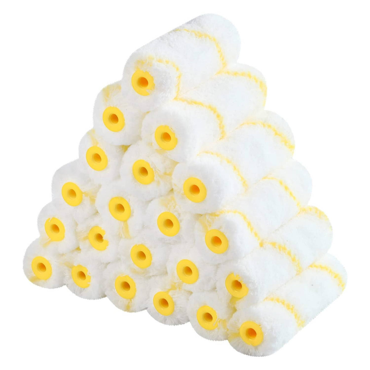 Bates- 4-inch paint roller covers pack, fluffy white nap with yellow cores, multiple rolls