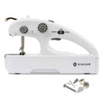 White handheld cordless mending machine with red buttons and stitch controls