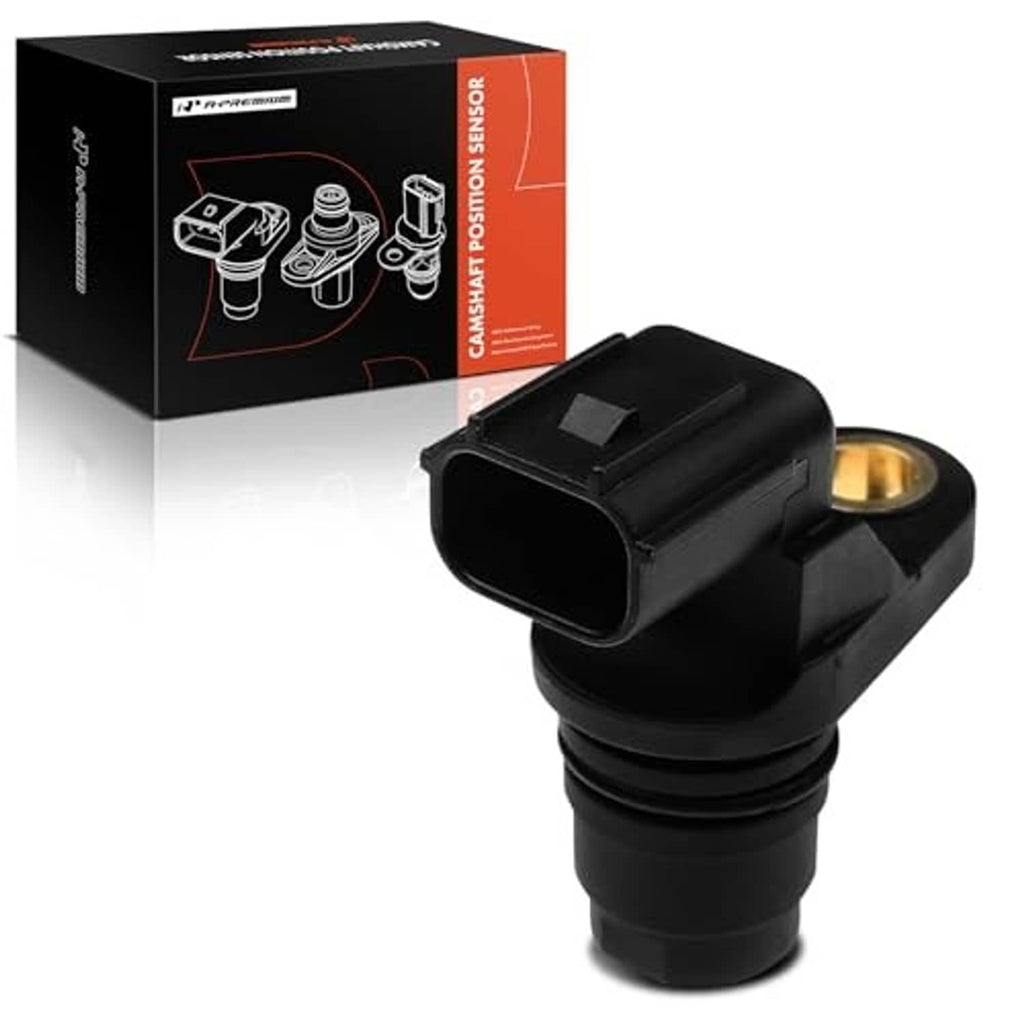 Camshaft position sensor with black connector and gold-colored terminal tip