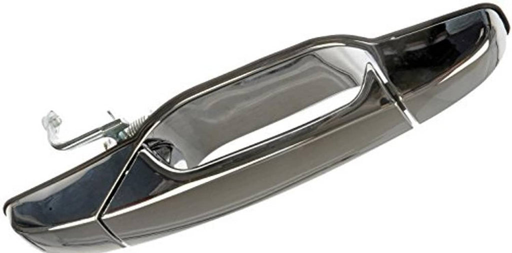 Exterior door handle with chrome frame and latch striker bracket