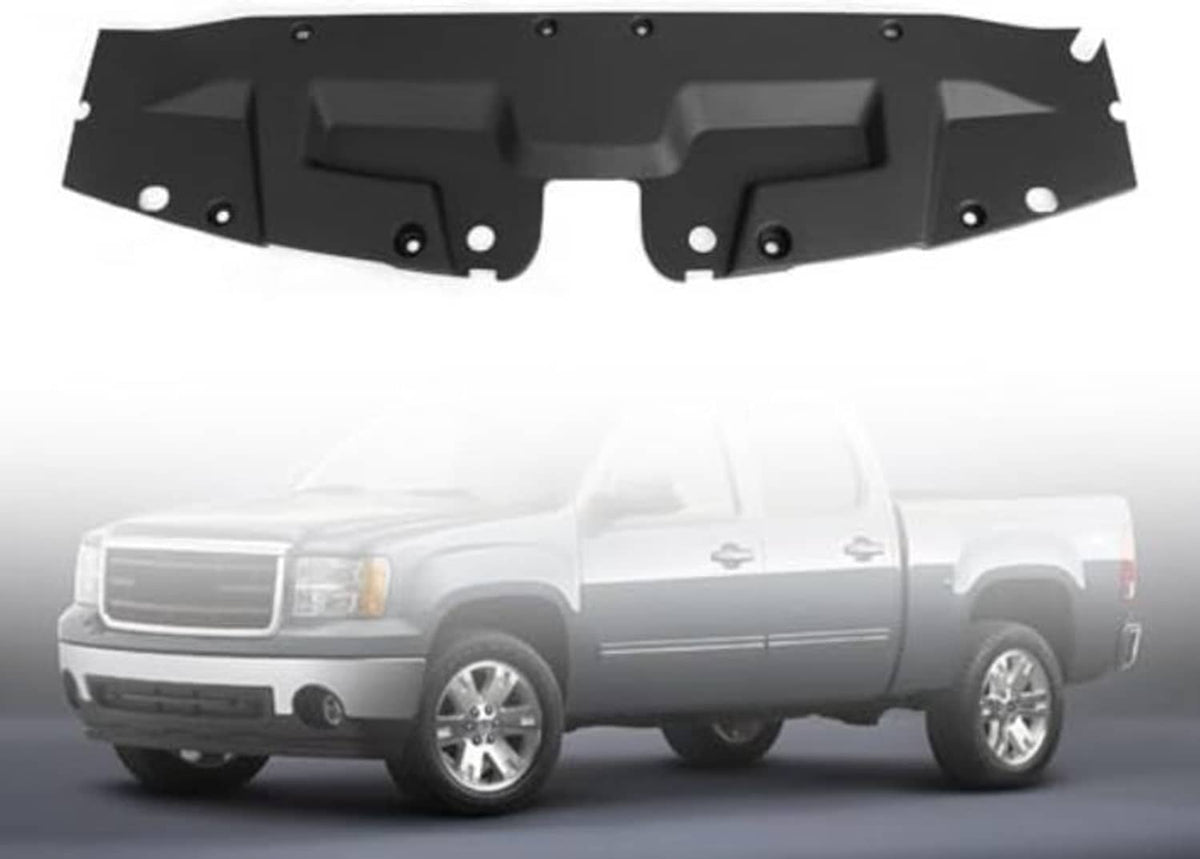 Black upper radiator support cover with raised sections and bolt holes