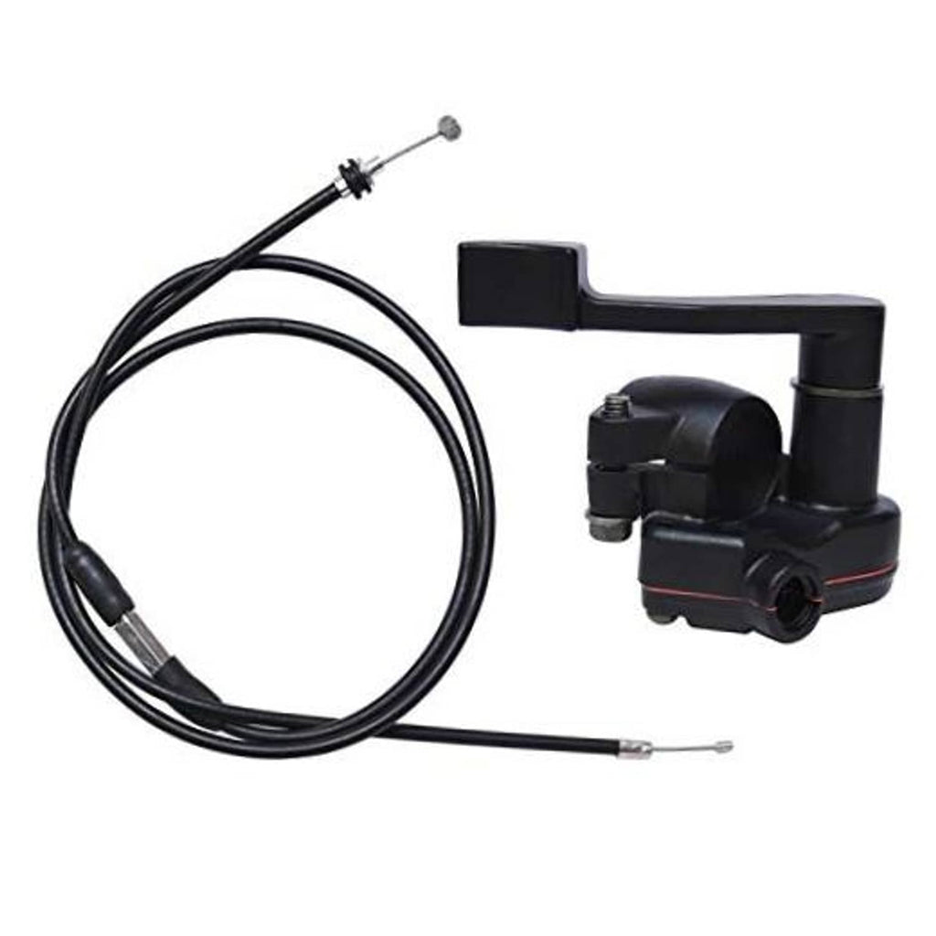 Black thumb throttle cable and accelerator handle assembly with control housing and wire
