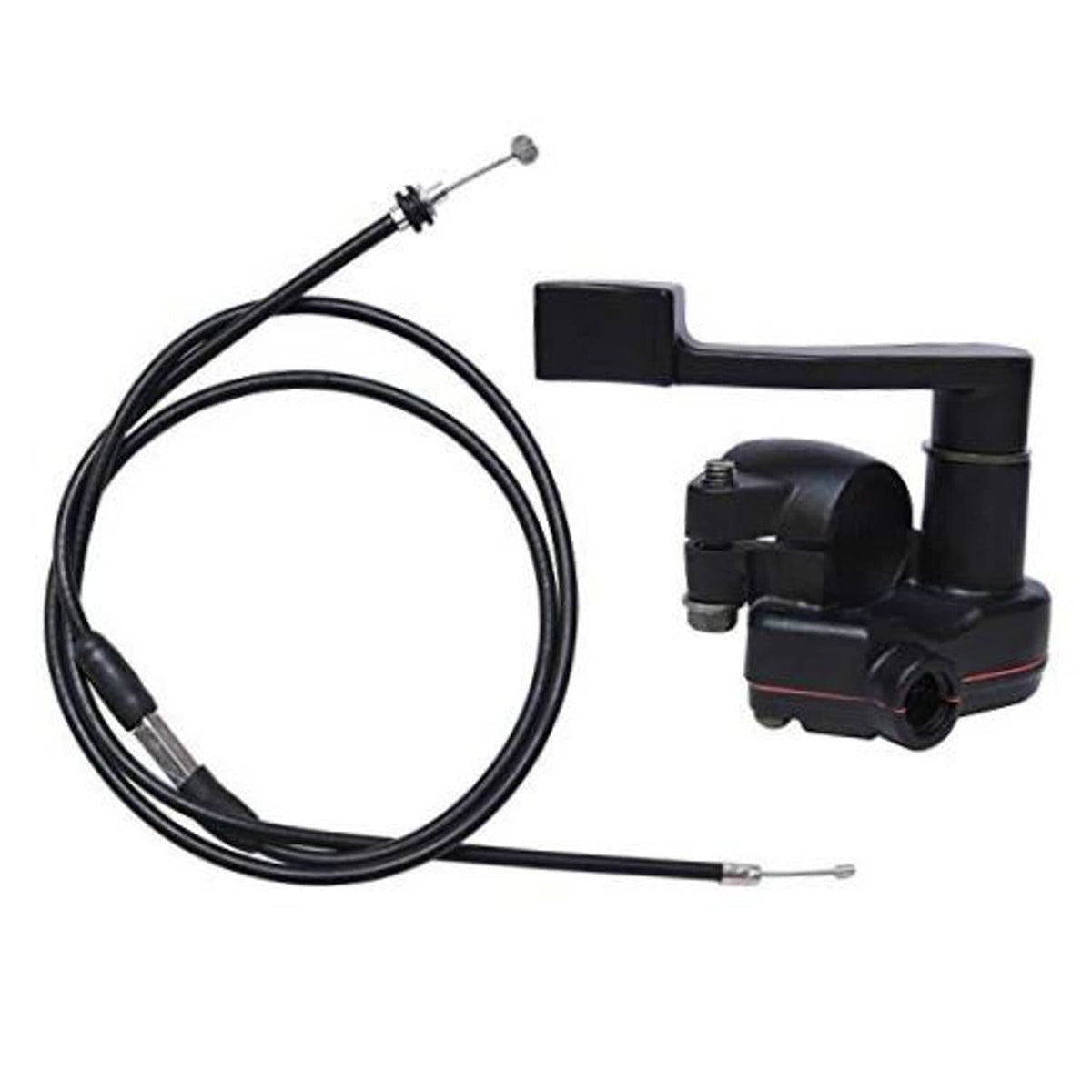 Black thumb throttle cable and accelerator handle assembly with control housing and wire