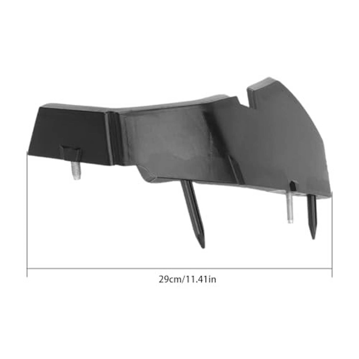 Single front bumper support bracket cover in dark plastic with mounting pins.